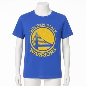 Majestic Blue Tee with Yellow Warriors Design. Size XL